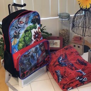 ‘Marvel-the Avengers’ HUGE Backpack/Spiderman Blanket Combo